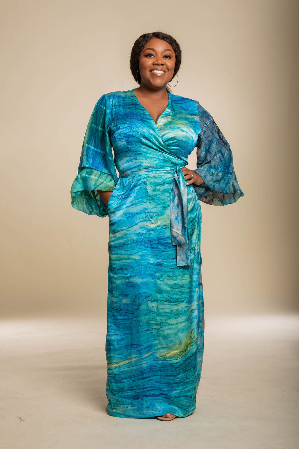 Plus size store silk wrap dress